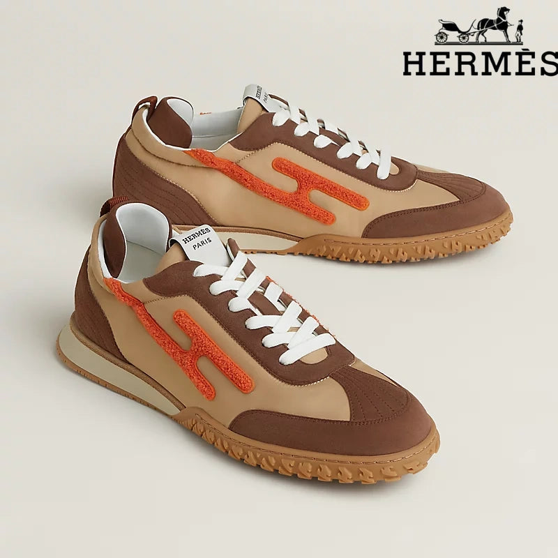 Hermès Sneakers in Beige, Brown and Orange