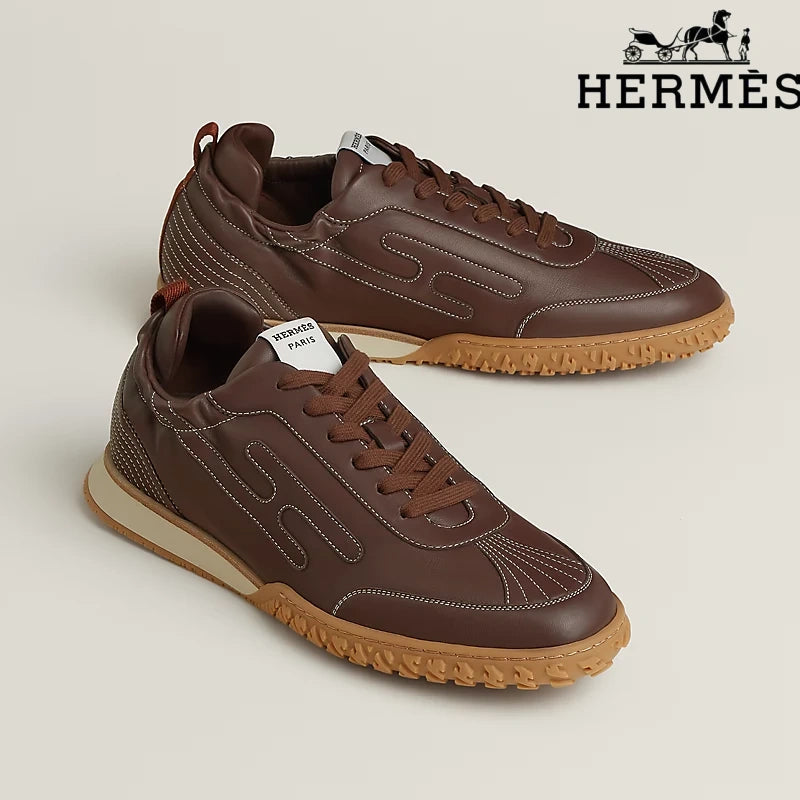 Hermès Sneakers in Dark Brown Leather