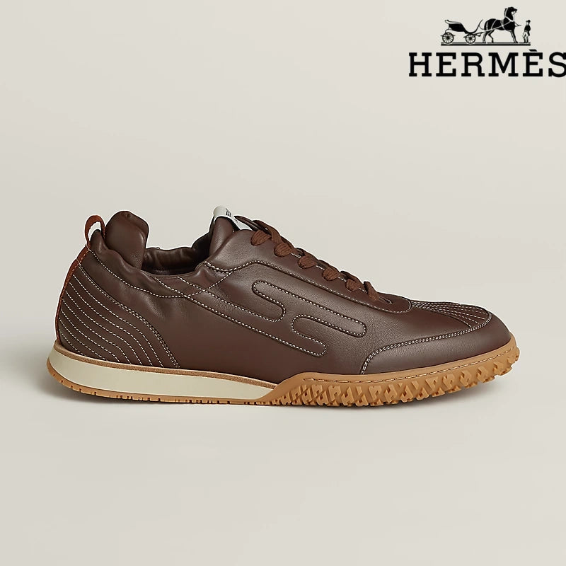 Hermès Sneakers in Dark Brown Leather