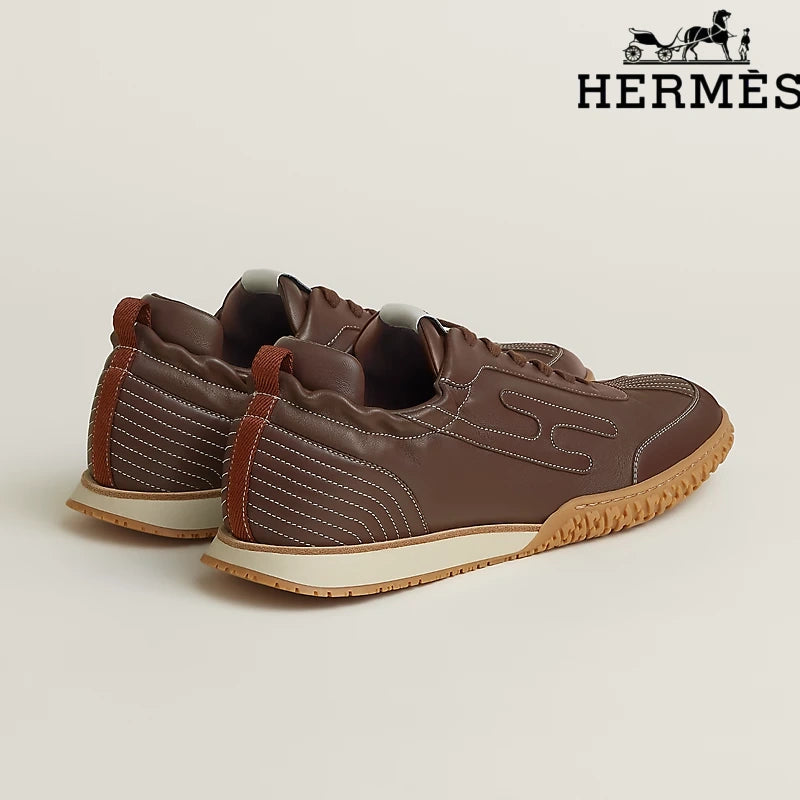 Hermès Sneakers in Dark Brown Leather