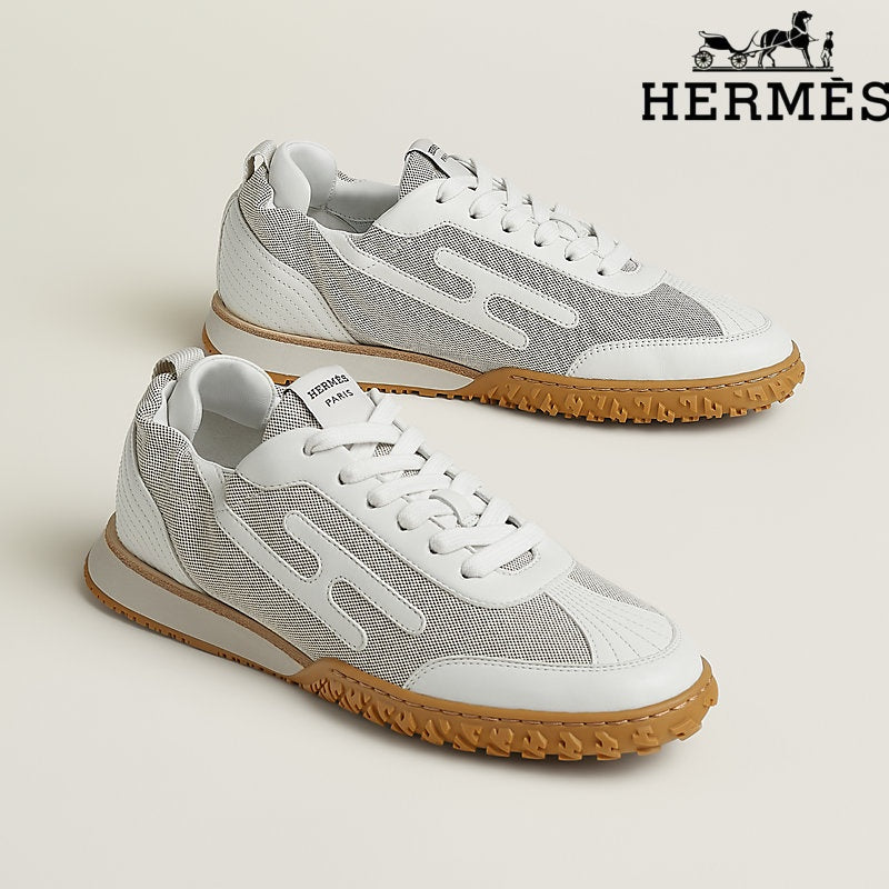 Hermès Sneakers in White and Grey Mesh