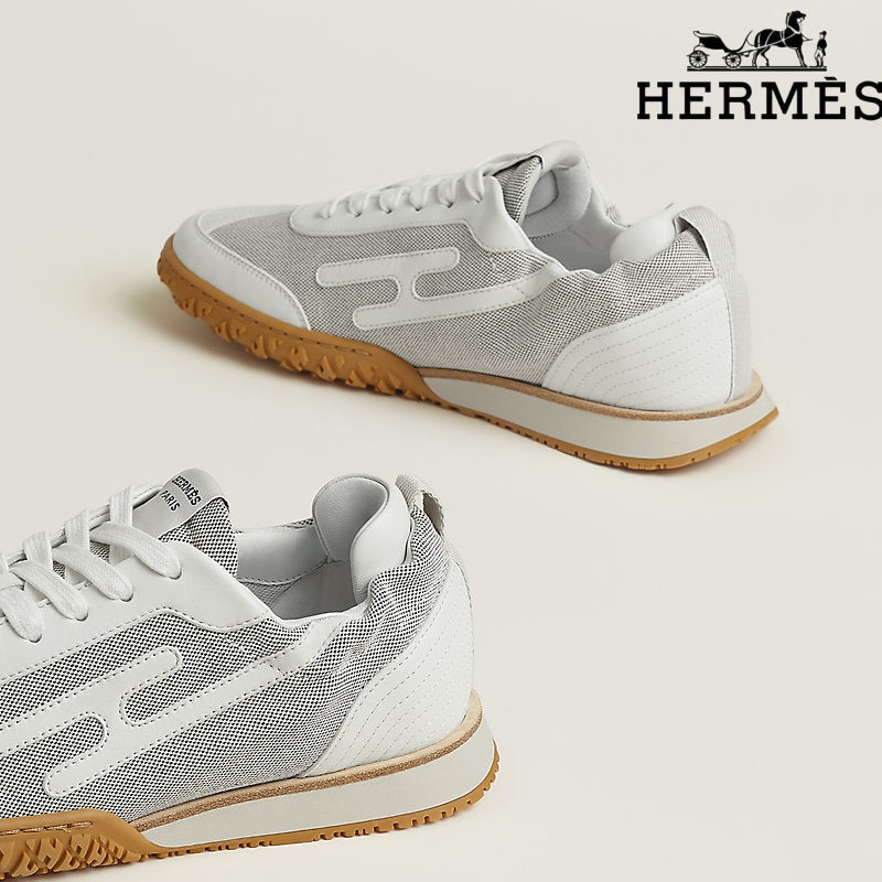 Hermès Sneakers in White and Grey Mesh