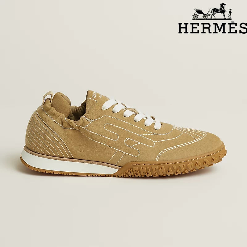 Hermès Camel Suede Sneakers