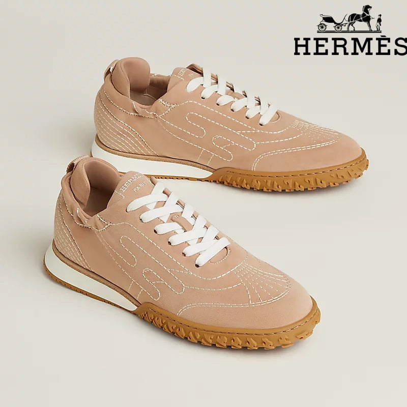 Hermès Nude Suede Sneakers