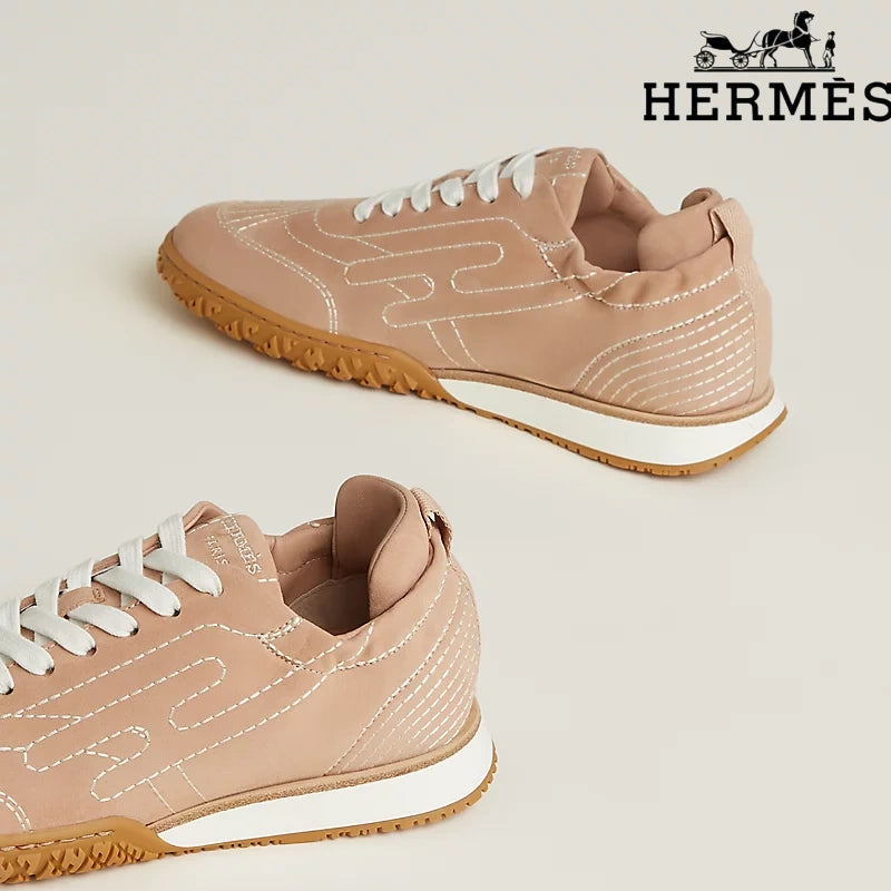 Hermès Nude Suede Sneakers