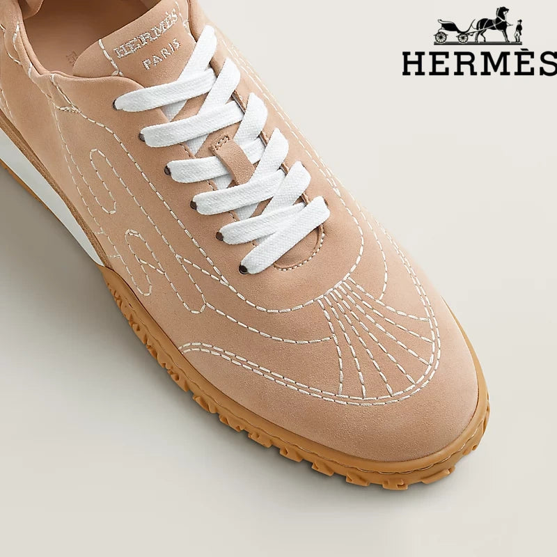 Hermès Nude Suede Sneakers