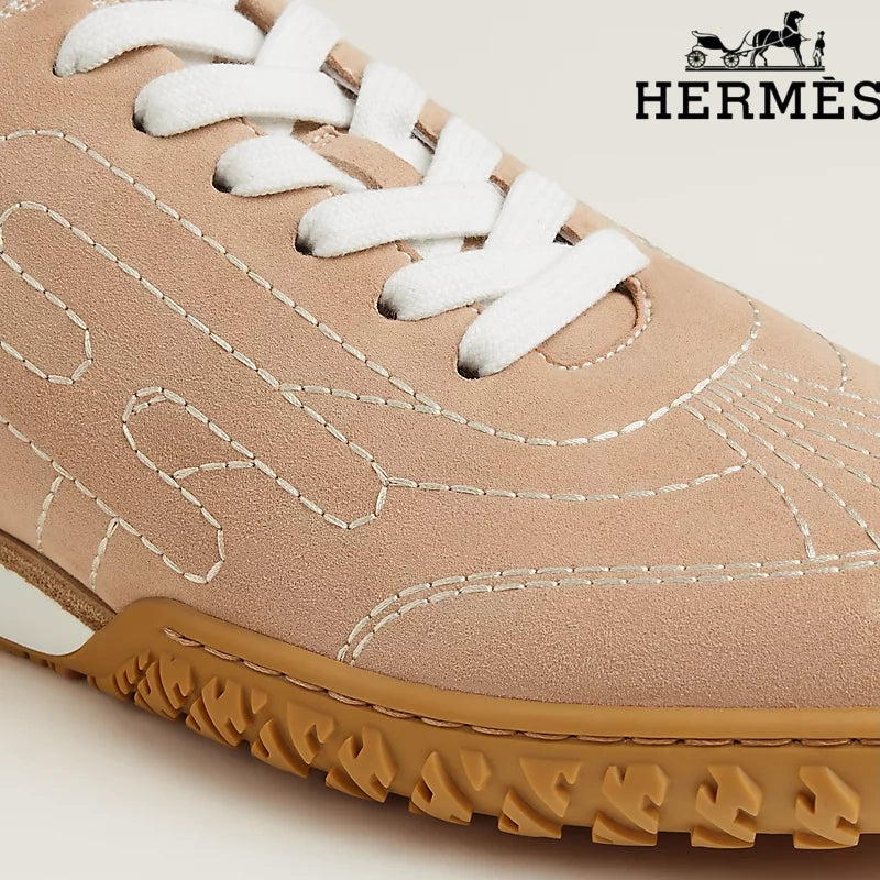 Hermès Nude Suede Sneakers