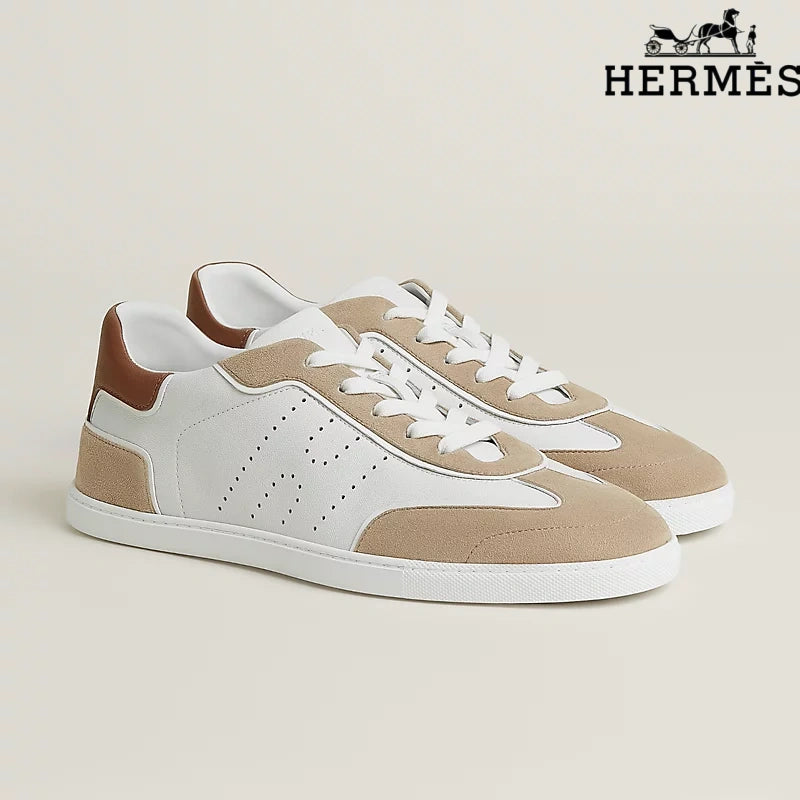 Hermès Sneakers in White, Beige and Brown