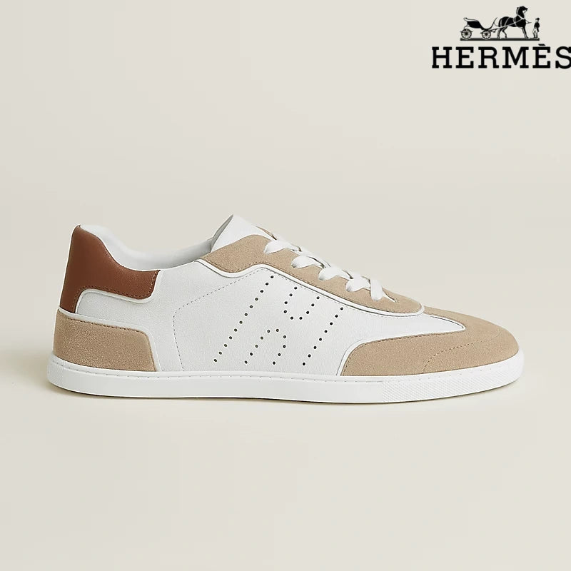 Hermès Sneakers in White, Beige and Brown