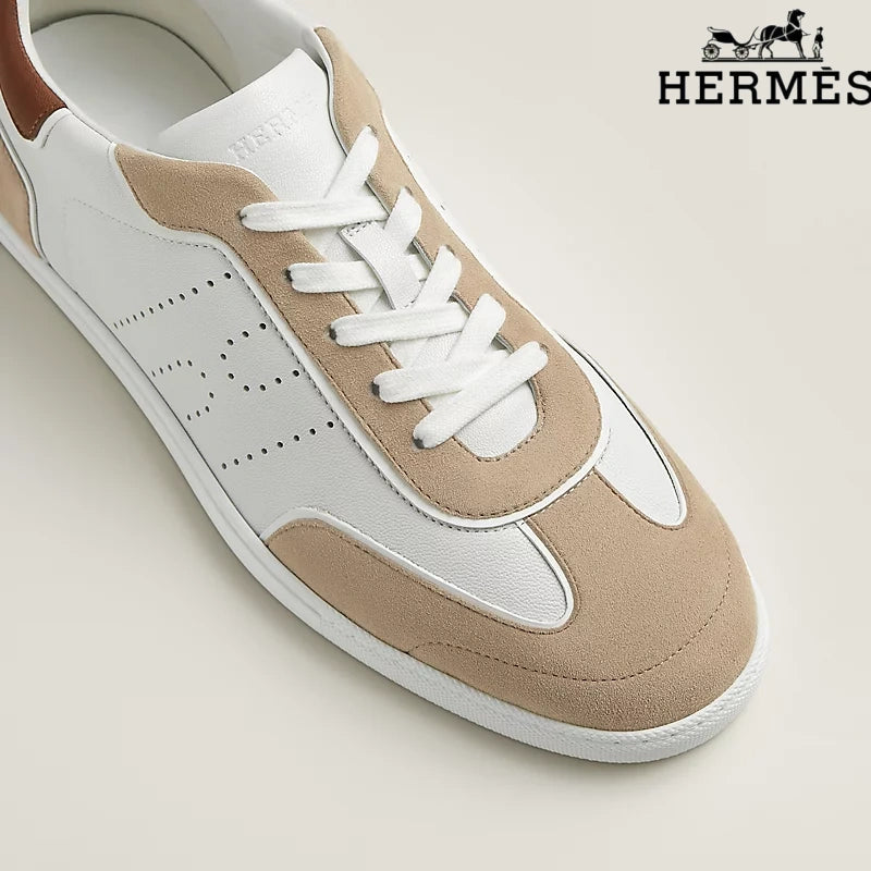 Hermès Sneakers in White, Beige and Brown