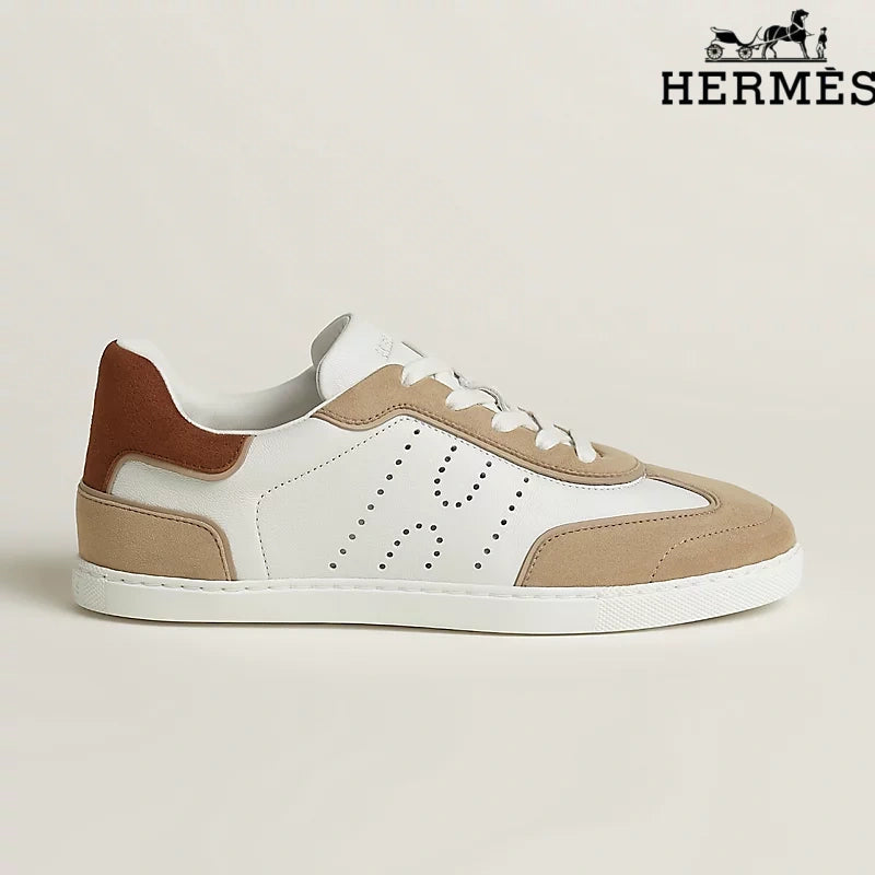 Hermès Sneakers in White, Camel and Brown