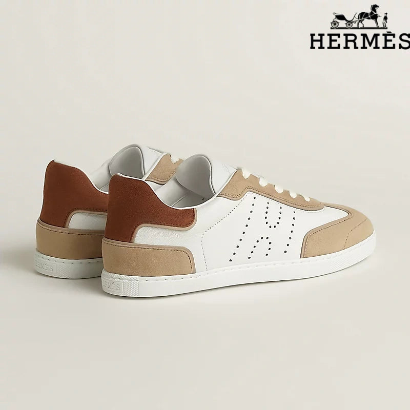 Hermès Sneakers in White, Camel and Brown