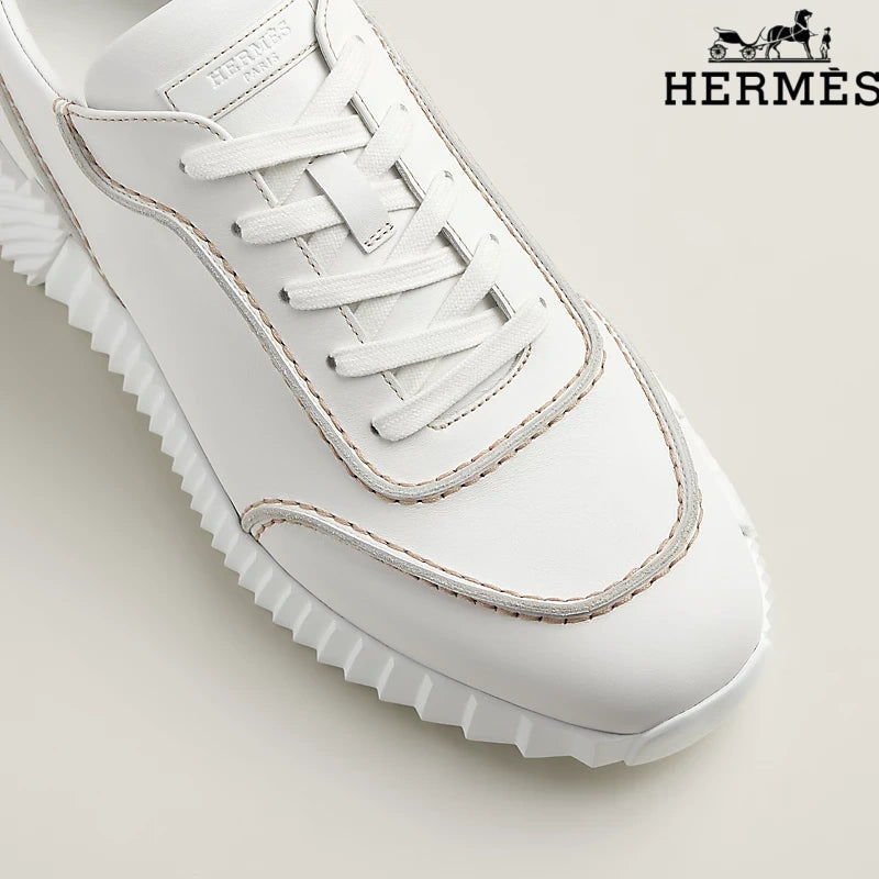 Hermès Platform Sneakers in White Leather