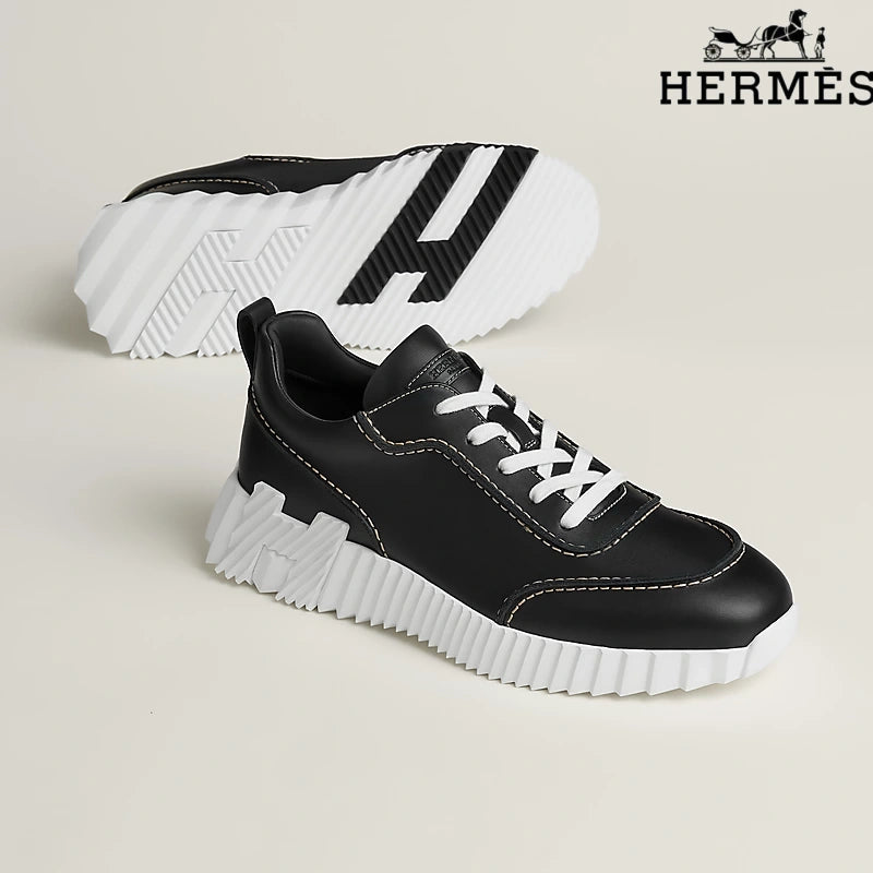 Hermès Platform Sneakers in Black Leather