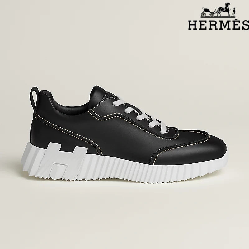 Hermès Platform Sneakers in Black Leather