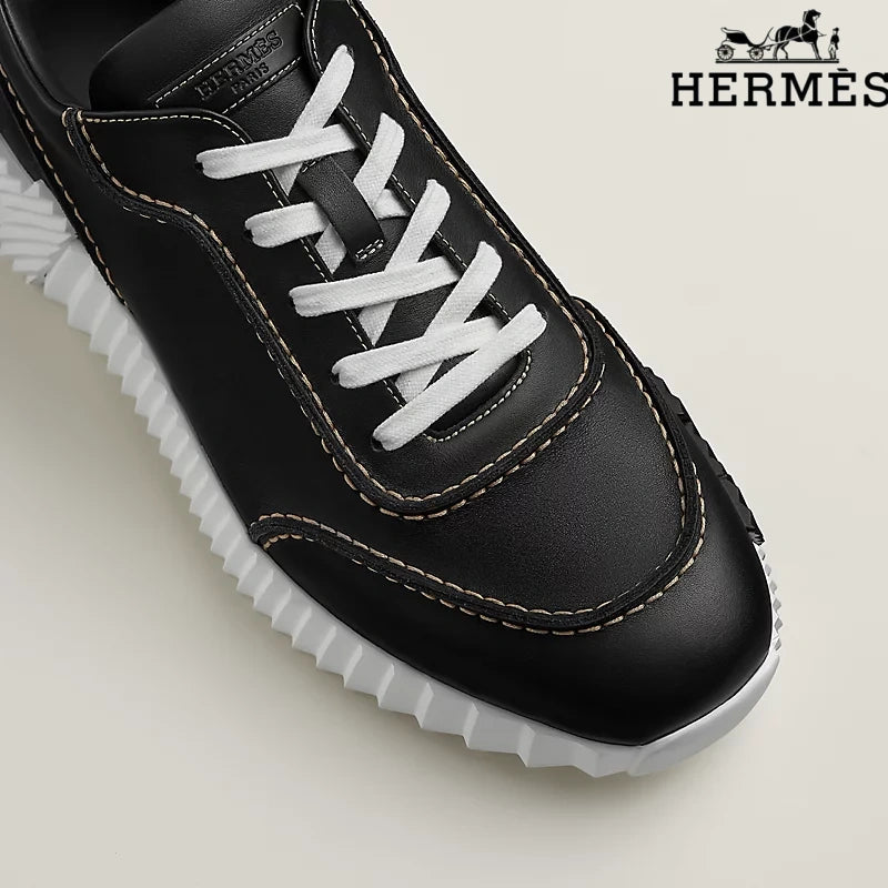 Hermès Platform Sneakers in Black Leather