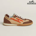 Hermès Suede Sneakers in Beige, Brown and Orange