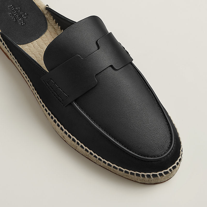 Hermès Men's Espadrille Mules in Black Leather