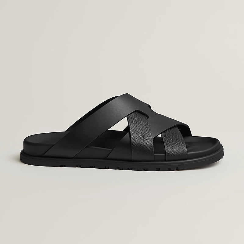 Hermès Men's Multi-Strap Slide Sandals in Black