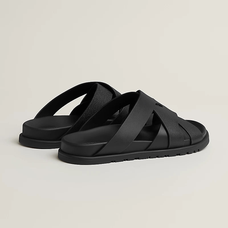 Hermès Men's Multi-Strap Slide Sandals in Black