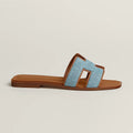 Hermès Women's H-Cutout Slide Sandals in Denim