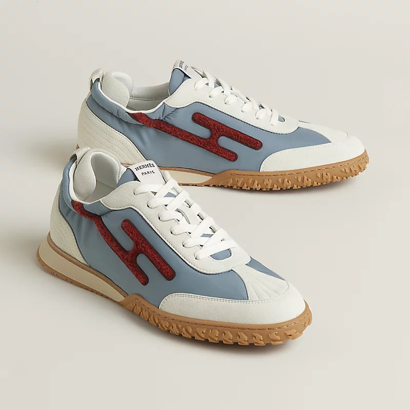 Hermès Bouncing Sneakers in Light Blue, White and Red