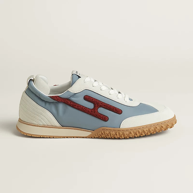 Hermès Bouncing Sneakers in Light Blue, White and Red