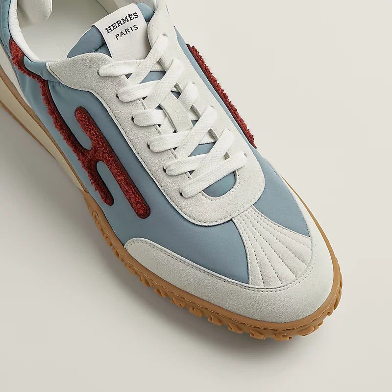 Hermès Bouncing Sneakers in Light Blue, White and Red