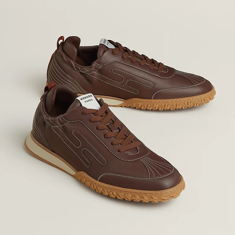 Hermès Bouncing Sneakers in Dark Brown Leather
