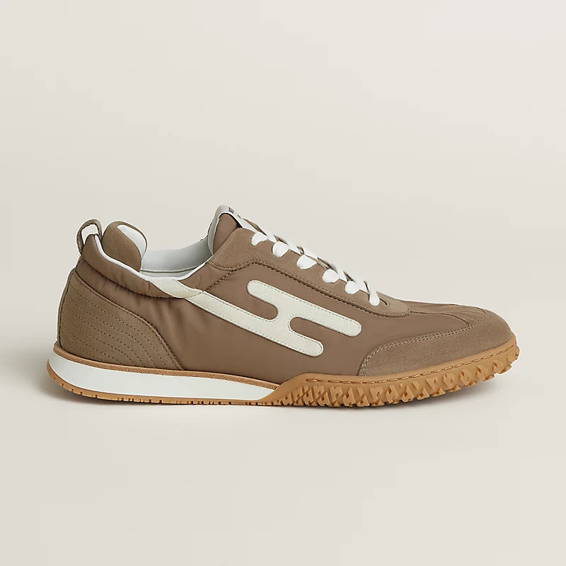 Hermès Bouncing Sneakers in Taupe, Brown & White