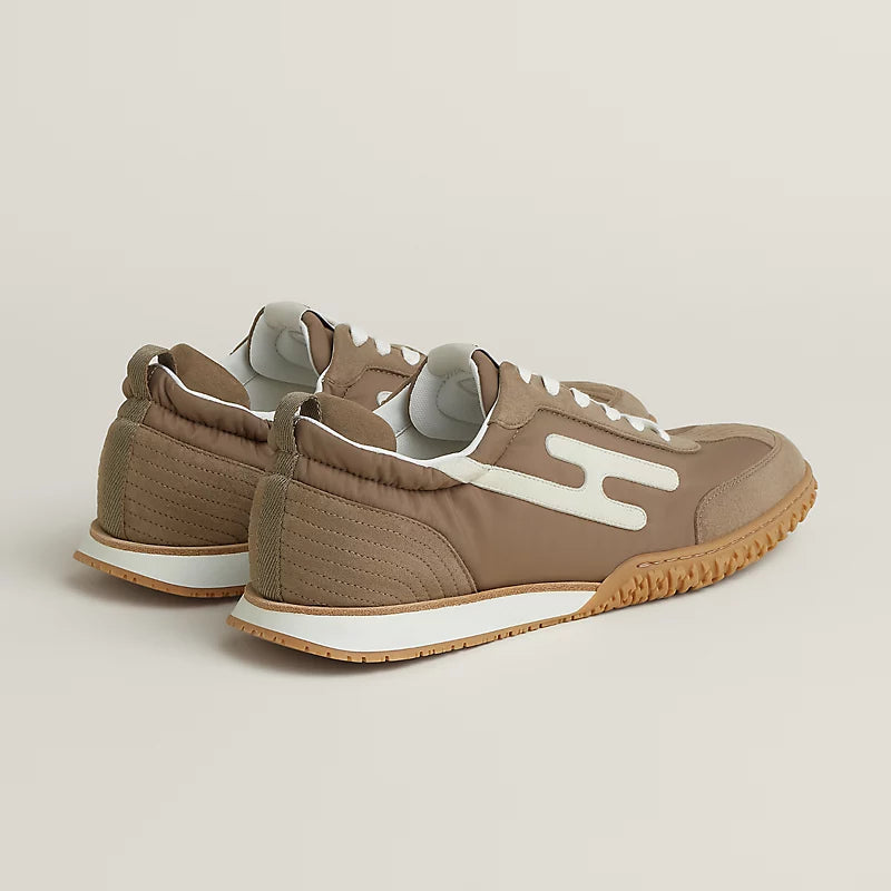 Hermès Bouncing Sneakers in Taupe, Brown & White