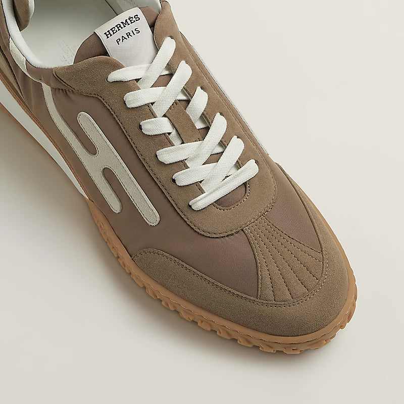 Hermès Bouncing Sneakers in Taupe, Brown & White