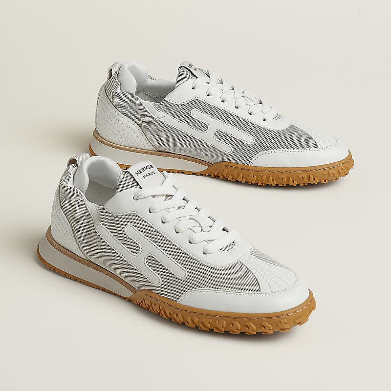 Hermès Bouncing Mesh Sneakers in White & Grey
