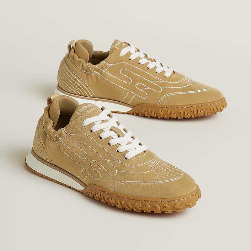Hermès Bouncing Sneakers in Light Camel Suede
