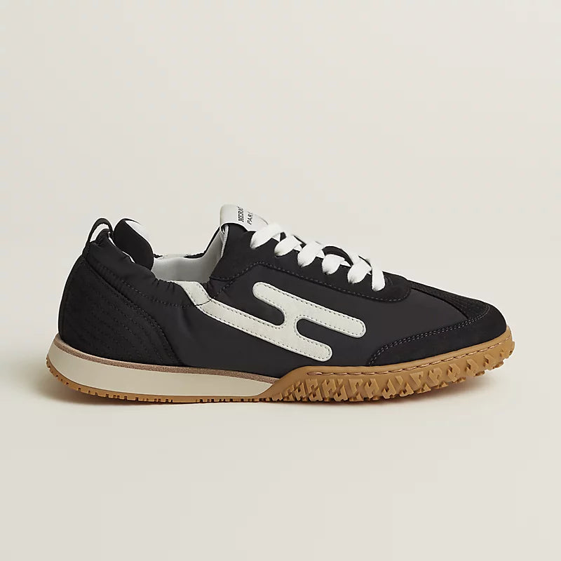 Hermès Bouncing Mixed-Material Sneakers in Black & White