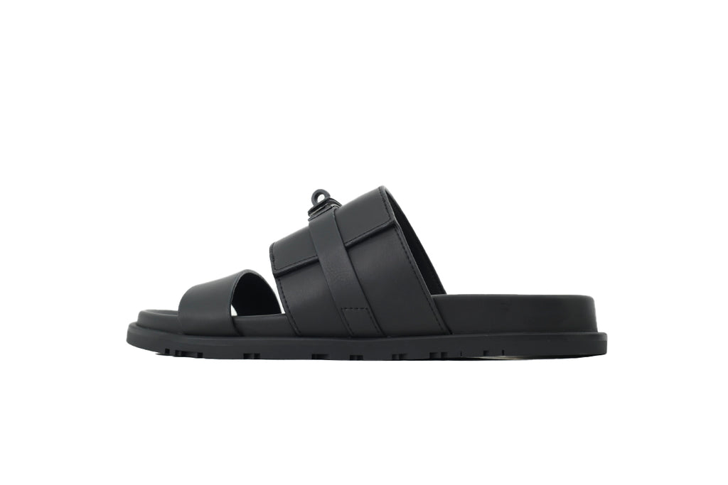 Hermès Slide Sandals in Black Leather