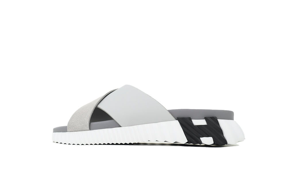Hermès Cross-Strap Slide Sandals in Grey