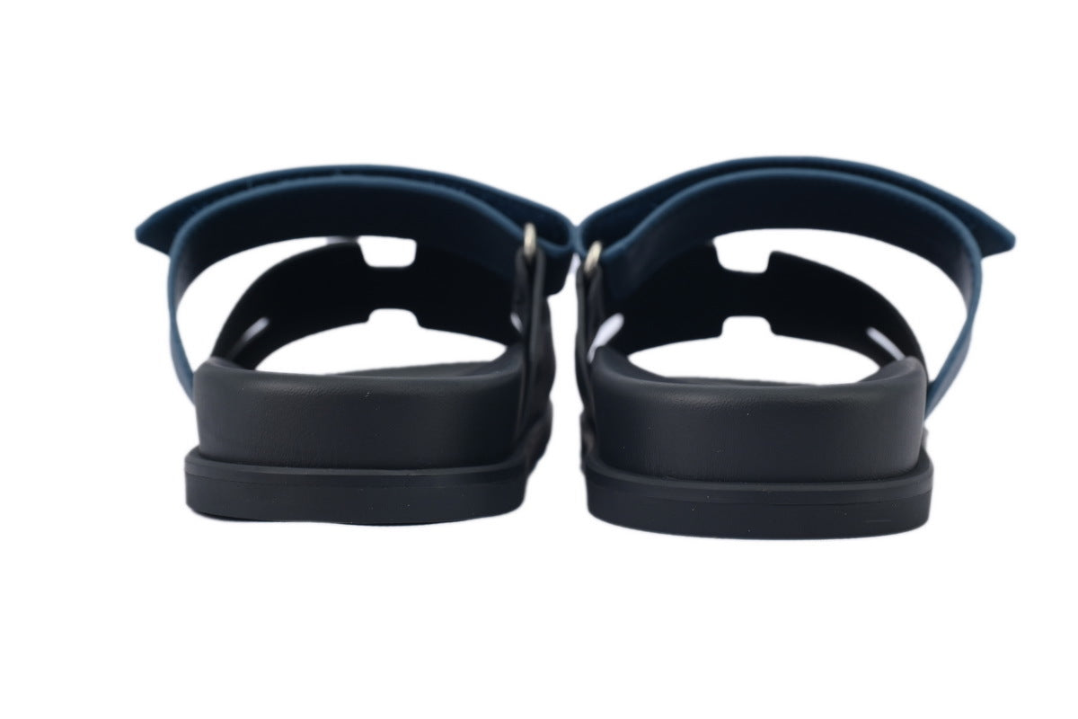 Hermès Chypre Slide Sandals in Black and Navy