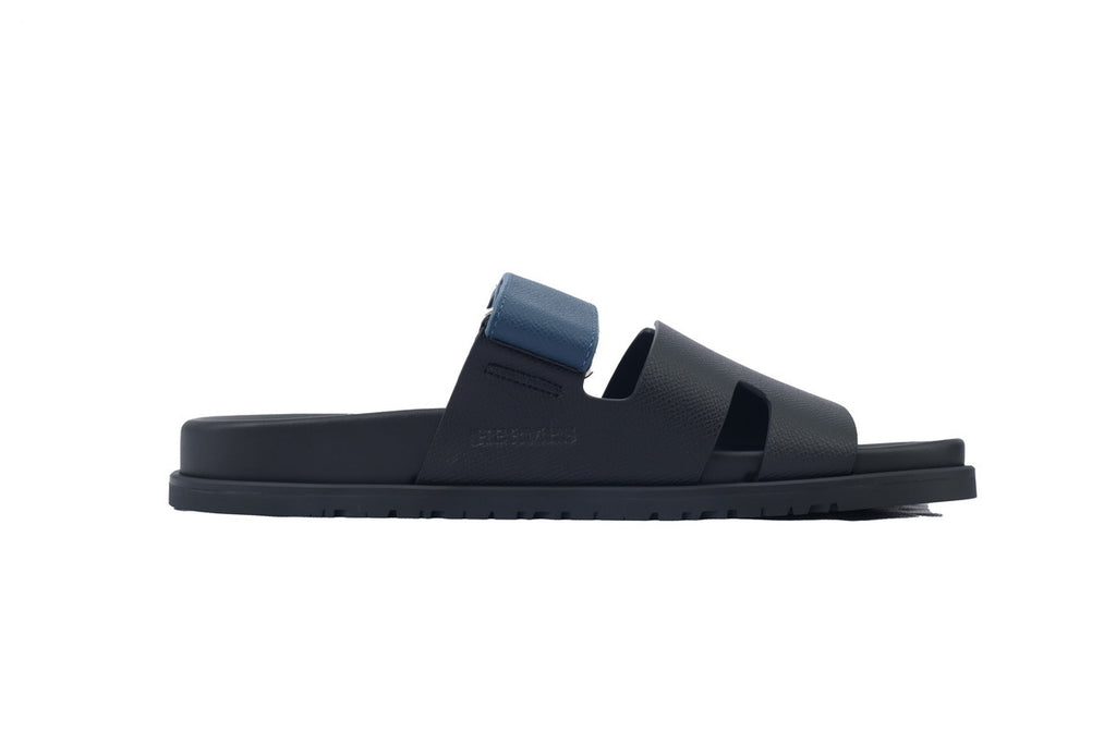 Hermès Chypre Slide Sandals in Black and Navy