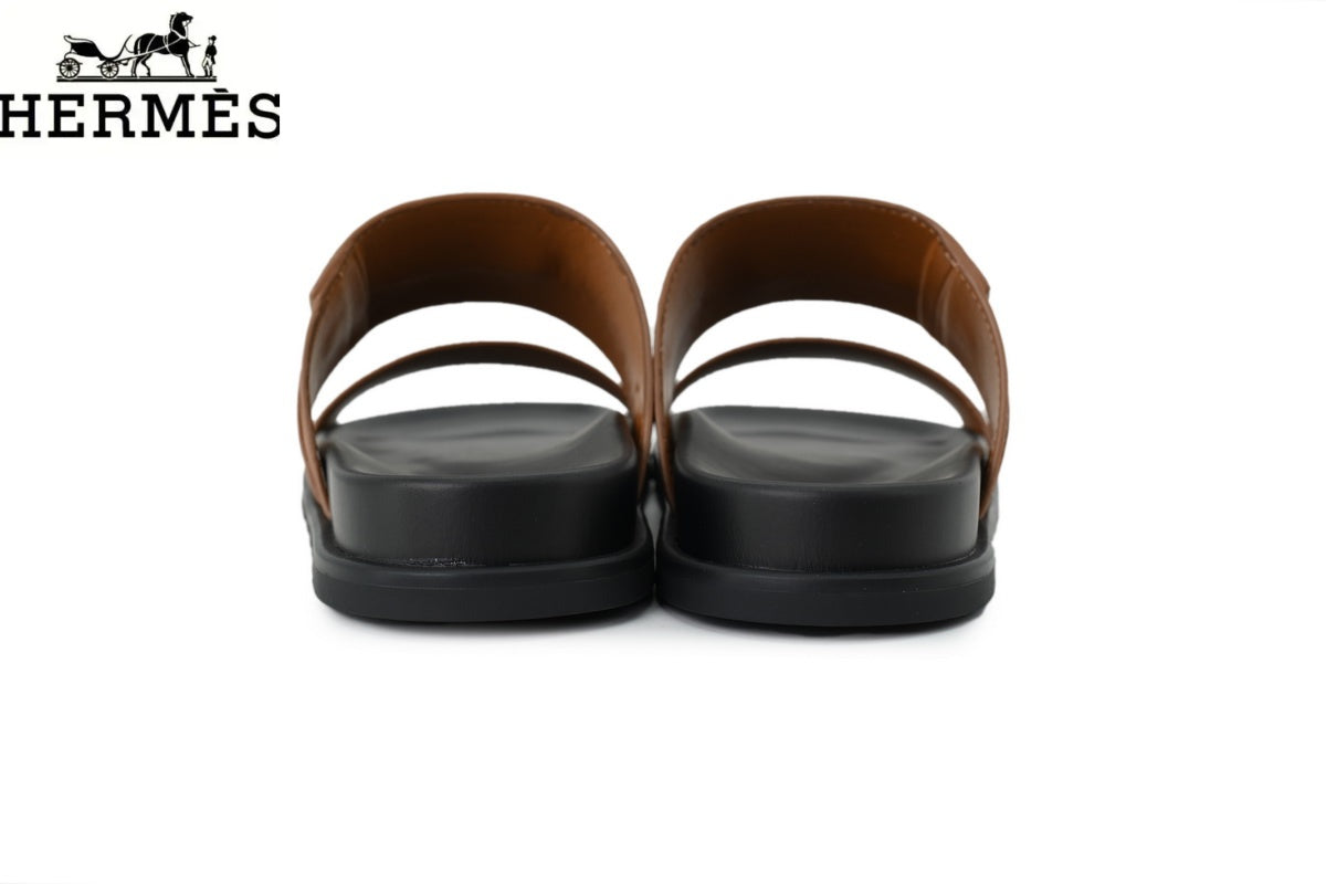Loro Piana Brown Suede Cross Strap Slide Sandal